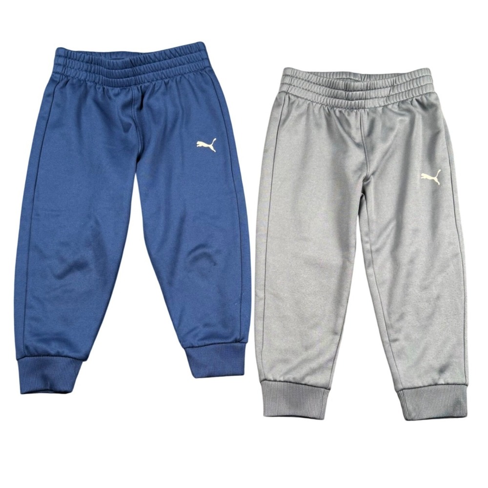 Puma Toddler Boys 3T Jogger Pants Bundle Navy Blue Grey Athletic Track Pants 2PK